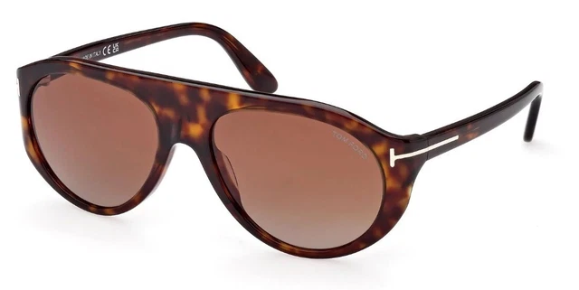 Tom Ford Rex Sunglasses FT1001-52F-57 Dark Havana Frame Gradient Brown Lenses