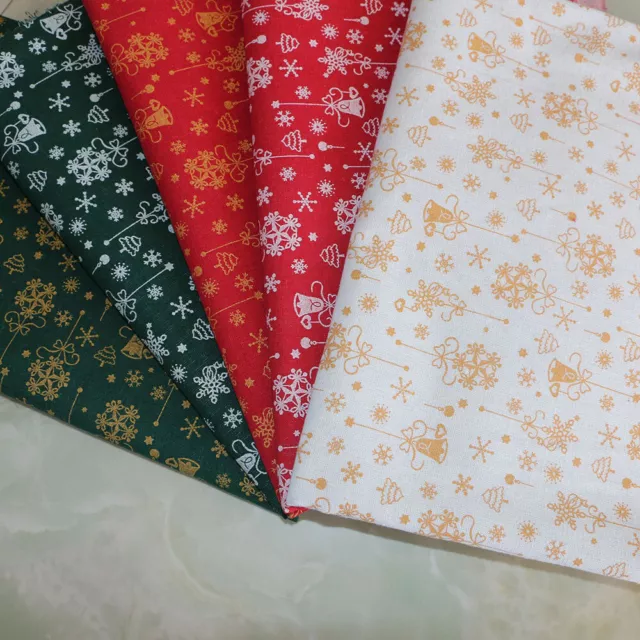 Christmas Fabric Cotton Linen Snowflake Patchwork Clothing Sew Decor DIY Craft