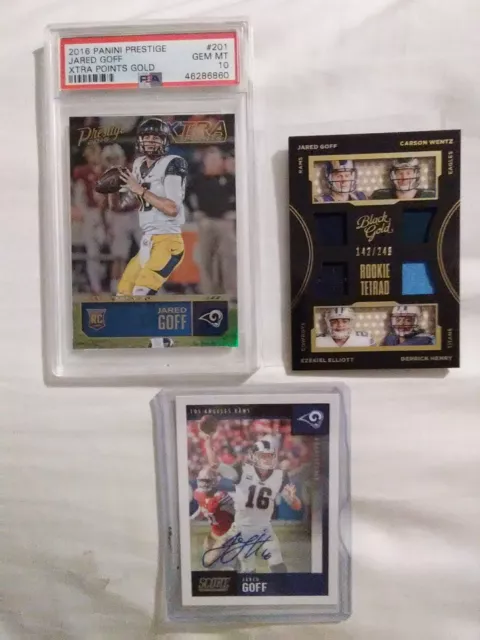 PSA 10 POP 1 2016 Prestige Jared Goff Xtra Points Gold /50 + AUTO + 4 Patch Card