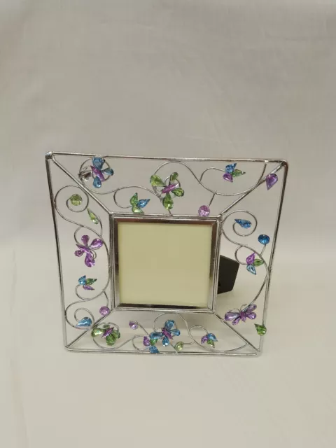 Photo Frame Embellished with crystals  Butterflies and Flowers