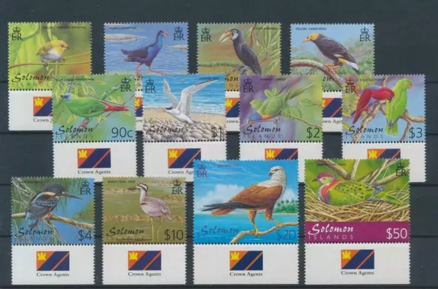 SOLOMON ISLAND 2001 STAMPS BIRDS WITH CROWN AGENT TABS 12v SC903-13 MNH BRD23