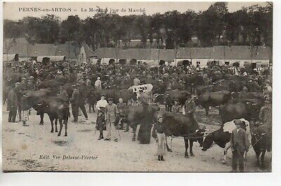 PERNES EN ARTOIS - Pas de Calais - CPA 62 - Jour de marché au bétail