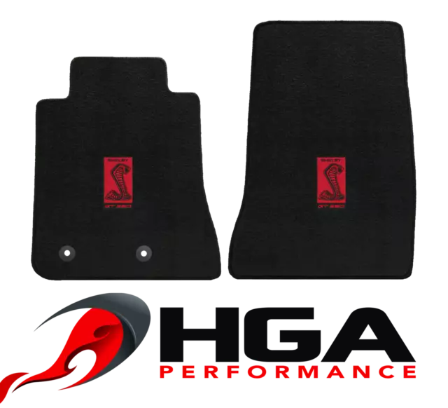 2015-2022 Ford Mustang Black Front Floor Mats Red Shelby Cobra GT350 Logo