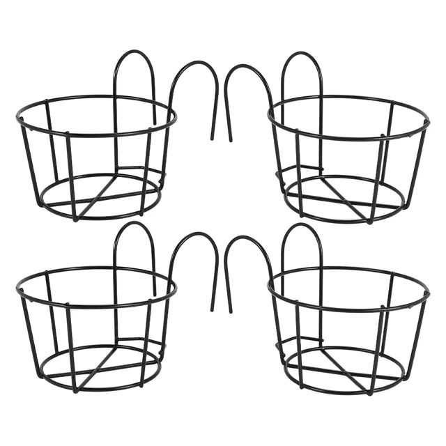 Supports à Fleurs Suspendus Pour Clôture/balcon - Lot De 4, Fer Antirouille - Porte-pots Décoratifs élégants - 11
