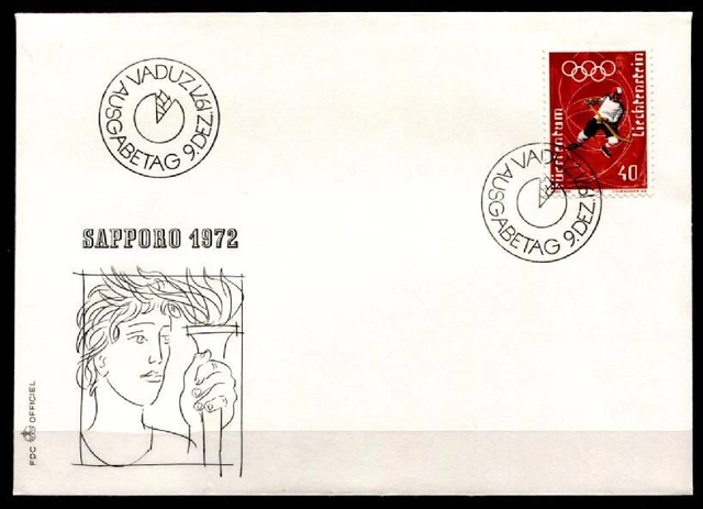 Olympische Winterspiele, Sapporo. FDCx1W. Liechtenstein 1971
