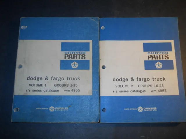 1961 1962 Dodge & Fargo Truck Parts Catalog Volume I & Ii R/S Series Canada
