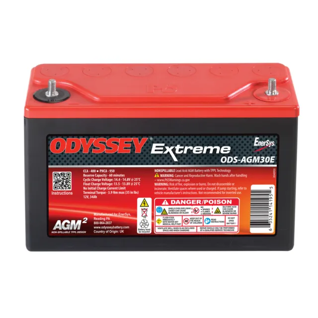 Odyssey Extreme Power & Motorsports (ODS) 34AH AGM Battery - ODS-AGM30E (PC950)
