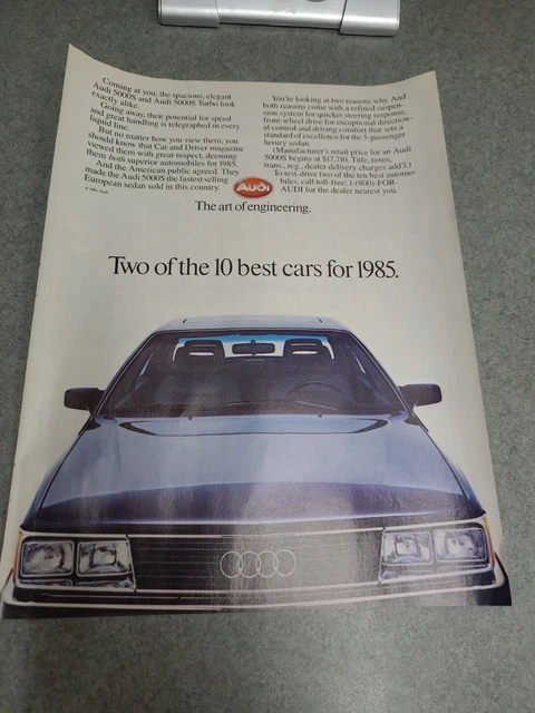 Audi 5000S Vintage 1985 Print Ad