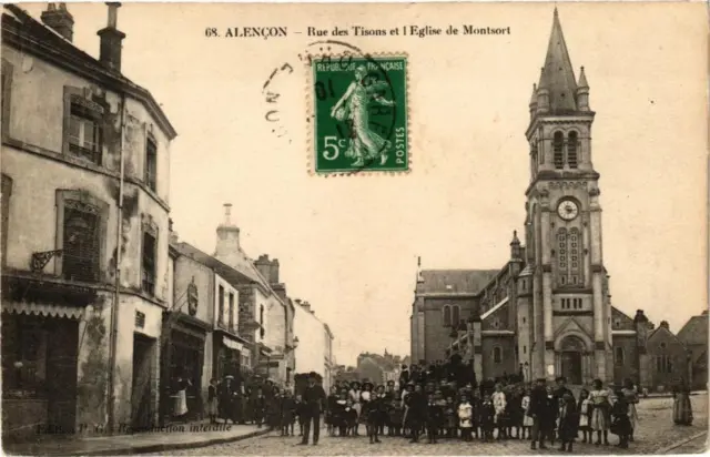 CPA AK Alencon (Orne) - Rue des Tisons et l'Eglise de Montsort (250089)