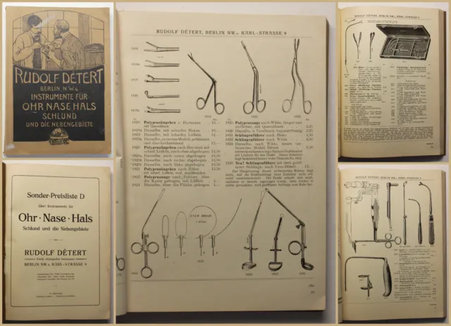 Detert Sonder-Preisliste D über Instrumente für Ohr, Nase, Hals um 1910 sf
