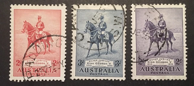 Australia King George V "Silver Jubilee" 1935 FULL VFU SET x3 Stamps LH
