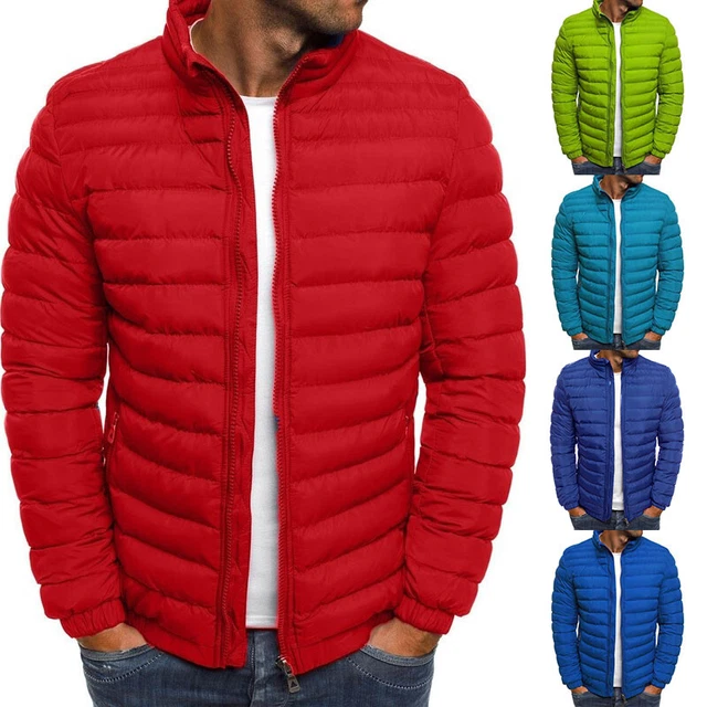 Mens Quilted Padded Jacket Winter Warm Zip Up Hooded Coat Down Puffer Plus Size.