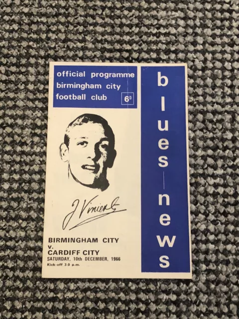 Birmingham City v Cardiff City - 1966/67 - Division 2 - Match Day Programme