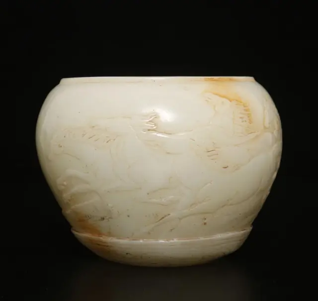 Old Chinese White Jade Incense Burner w/ horse