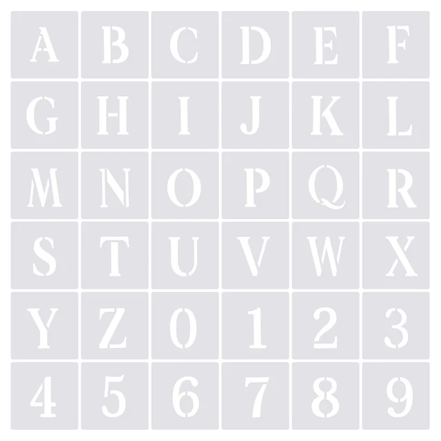 Paquete de 3" 36 Letras Números Plantillas 4" Ancho para Pintura Dibujo Blanco