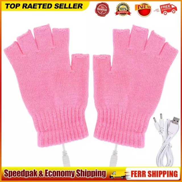 Women Men Electric Heating Gloves USB Thermal Gloves for Sports Skiing (Pink)