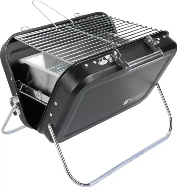 Portable Charcoal BBQ - Folding Camping Grill - Compact Suitcase Barbecue BLACK