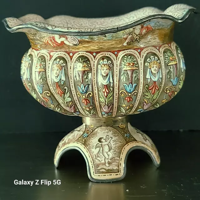 Antique Austrian Enamel & Silver Pedestal Bowl Late 19th Century