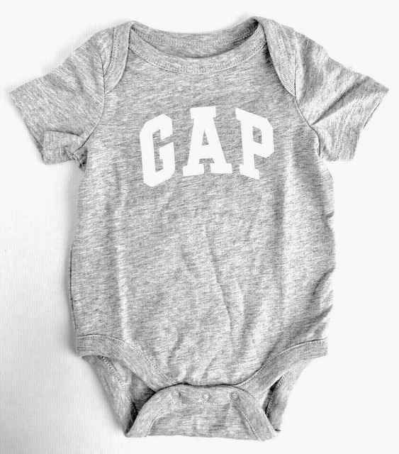 Boys 1pc Bodysuit Size 0-3 12-18 18-24 Months Gap Logo Short Sleeve Cotton Gray