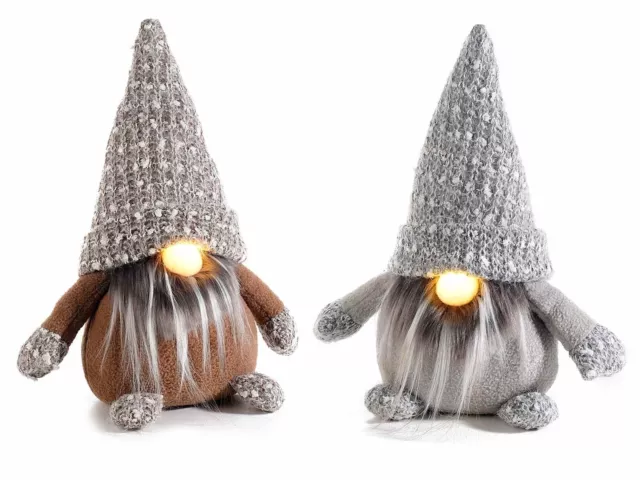 Gnomi Natalizi Luminosi Set 2 Decorazioni per Casa e Negozi Altezza 32 Cm