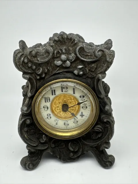 Antique Cast Cased Mantel Clock By The British United Clock Company Birmingham