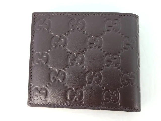 New Gucci Authentic 365466 Brown Bi fold Guccissima Mens Wallet with Box 2