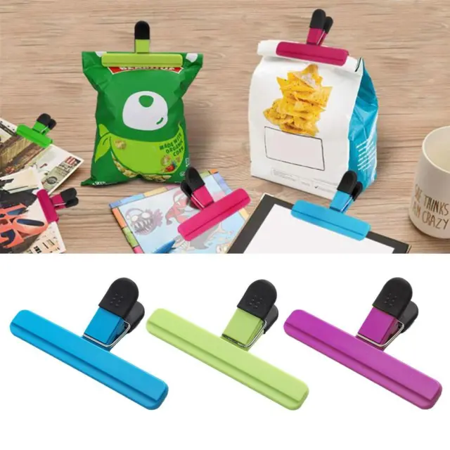 Bolsa con chip clips bolsa de sellado de alimentos sellador plástico gran almacenamiento de cocina portátil