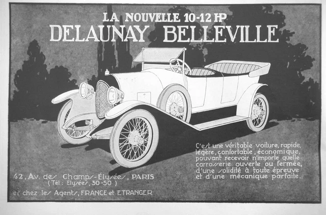 1922 Automobiles 10-12 Hp Delaunay Belleville Press Advertisement