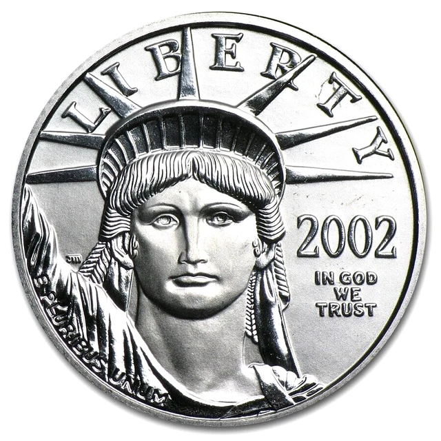 US $ 25 American Platinum Eagle 2002 BU - UNC 1/4 oz .9995