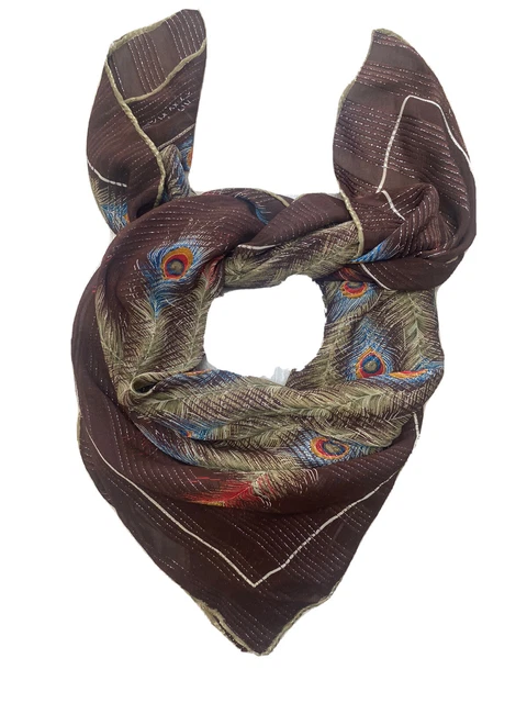 ✅ Panno di seta CODELLO unisex foulard piume di pavone foulard