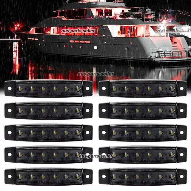 10 Pcs Marine Boat LED Deck Courtesy Lights Waterproof Red Stern Transom Light