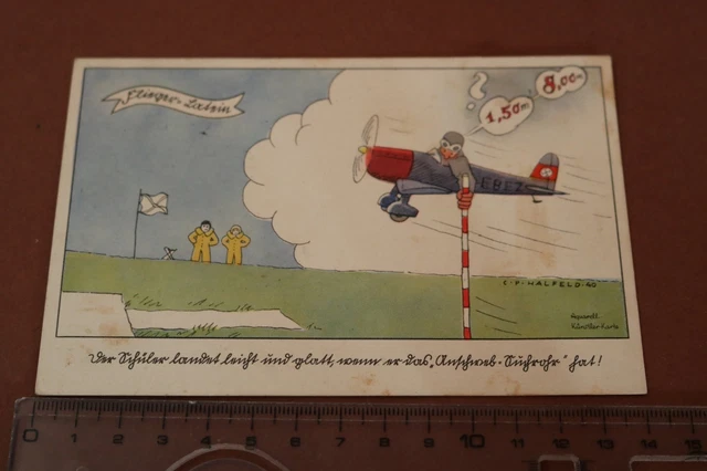 Great old card caricature - flying Latin - Flieger humor 1943 Great old card caricature - flying Latin - Flieger humor 1943