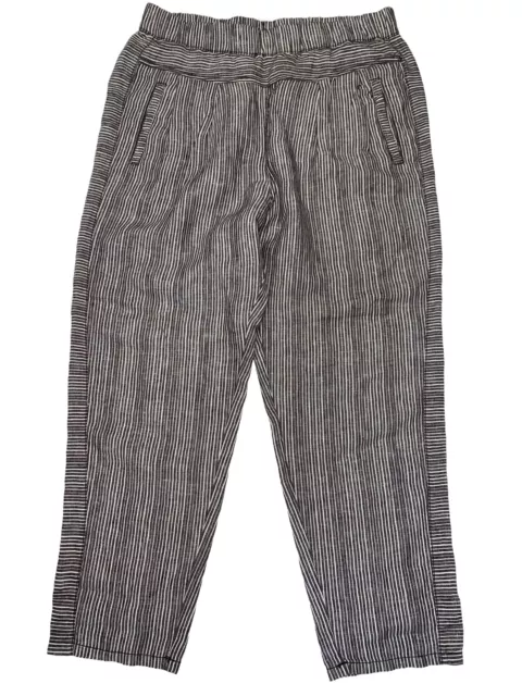 Hei Hei Anthropologie Coastal Stripe Linen Pull On Crop Pant Tapered Brown Small