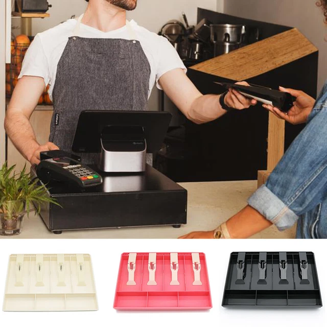 4-Grid Cash Register Tray Cashier With Clip Hotel Supermarket Coin Drawer Shop