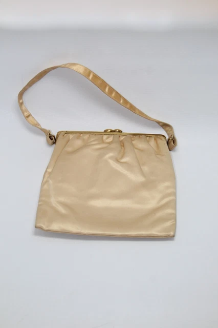 Vintage Harry Rosenfeld Vintage Ivory Cream Satin Evening Bag Purse Clutch