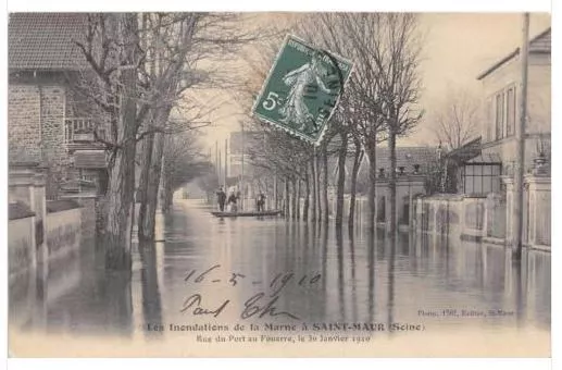 Cpa 94 Saint Maur Floods Rue Du Port Au Fouarre