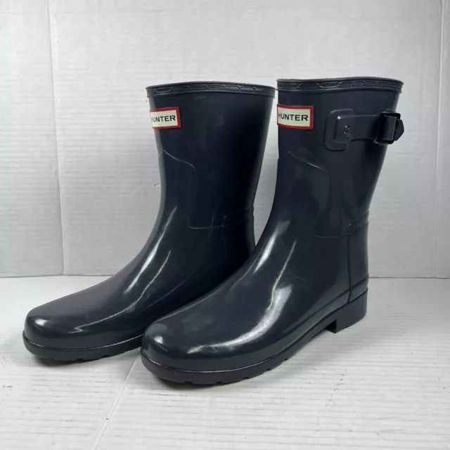 Hunter Org Refined Classic Short Gloss Rain Boot Gray Size US 6 👢