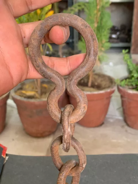 1800's Antique Old Rustic Iron Hand Forged Chain Tying Chain Collectible 13.5" 2