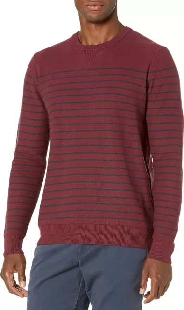 Goodthreads Men's Soft Cotton Crewneck Jumper (Available in Tall), Burgundy/Navy