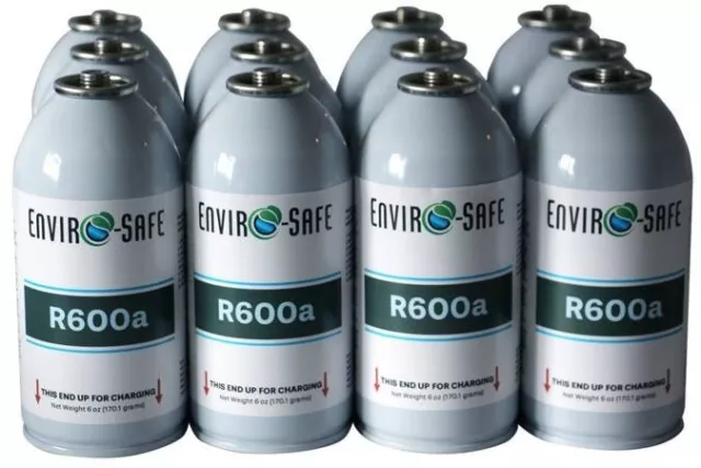 R600a "HC" New Modern Refrigerant, Enviro-Safe R600a (12) 6 oz. Cans