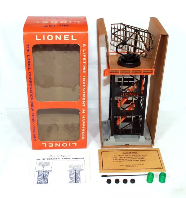 Antena de radar giratorio Lionel #197 de posguerra de 1959 ~ con ob OB tipo ventana rara