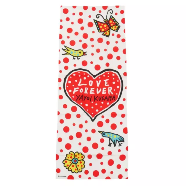 Yayoi Kusama Tenugui Hand Towel ''LOVE FOREVER'' Polka dot Heart From Japan New