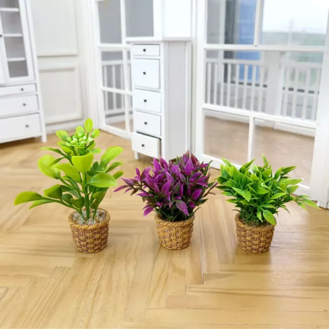 1: 12 Scale Dollhouse Miniature Plant Pot Potted Garden Flower Vase Living Room