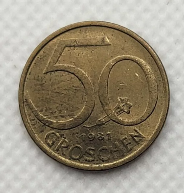 🪙1970 Austria 50 Groschen Coin AU  Aluminum Bronze Money 🪙 2