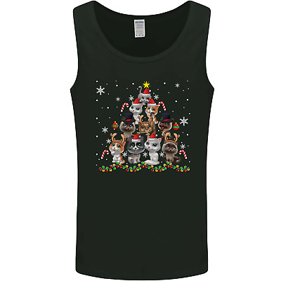 Christmas Cat Tree Funny Xmas Mens Vest Tank Top