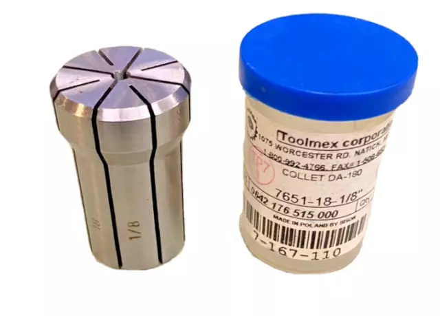 New Toolmex DA 180 1/8" Double Angle Collet 7-167-110