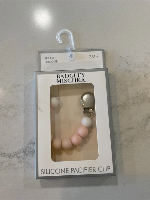 Silicone Pacifier Clip for Girls - Badgley Mischka Pink Unused