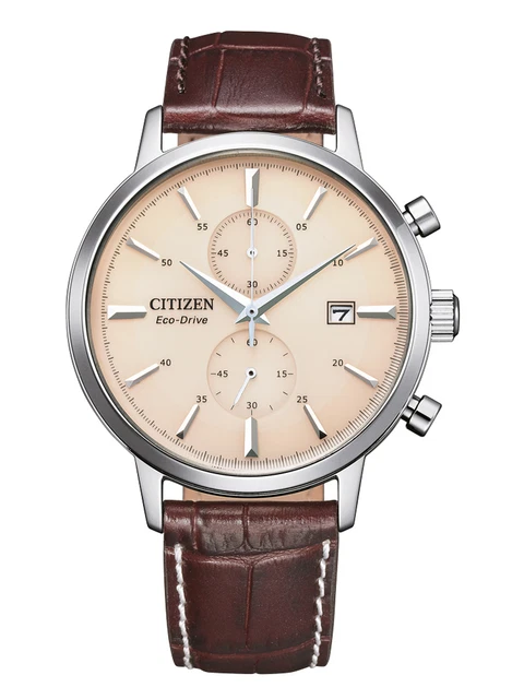 Montre Homme Citizen Eco-Drive CB0013-12E - Cadran Noir, Bracelet Cuir Marron - Automatique Neuve