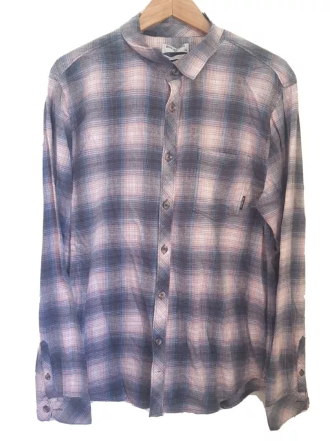 Mens BILLABONG Flannel Button Up Shirt Size Large Core Fit Stretch, Surf Skate