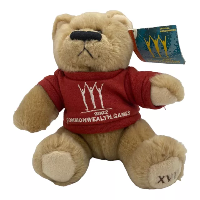Commonwealth Games 2002 Manchester Teddy Bear in Red T-Shirt Soft Toy With Tag